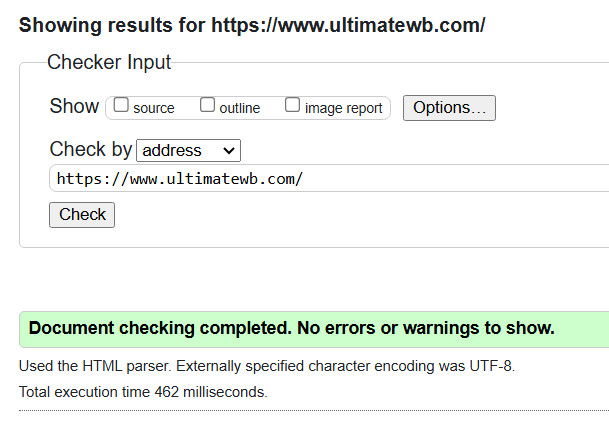 W3C Validator passing screenshot for UltimateWB
