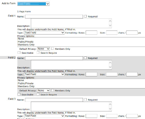 Add Form Fields Page