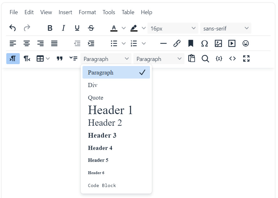 Content Editor Format Type