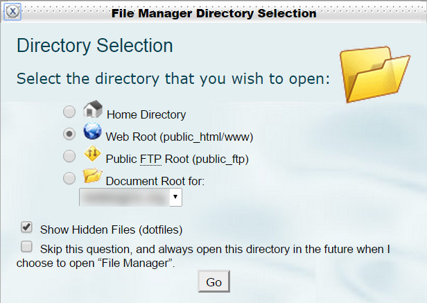 cPanel, File Manager, Show Hidden Files, .dot files