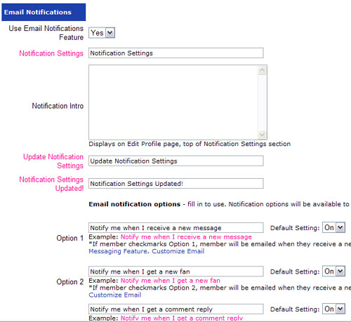 Email Notification Settings